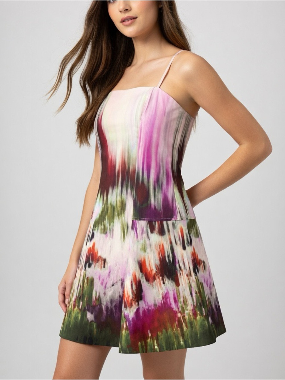 New Jonathan Simkhai Sleeveless Pink Watercolor Print A-Line Dress